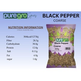 Puregro Coarse Black Pepper 300g | PACK OF 1 | Premium Quality | Kali Mirch | Kala Mary |100% Natural | Pepper Corn Coarse | Premium Quality Product By Puregro.
