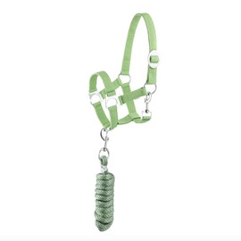 JA Horse Halter Lead Rope Set with Snap Hook Adjustable Horse Halter Horse Wooden Horse Tie Rope (Snap Hook Green, Pony)