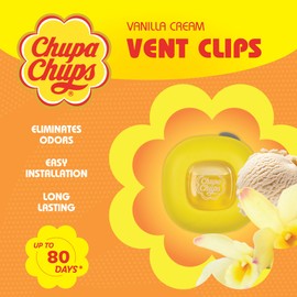 Chupa Chups Car Air Freshener, Vanilla Cream - Long Lasting Car Fresheners with Fun Scents, Colorful and Vibrant Air Freshener for Car, Unique Car Freshner Perfume Deodorizer Refresher Fragrance