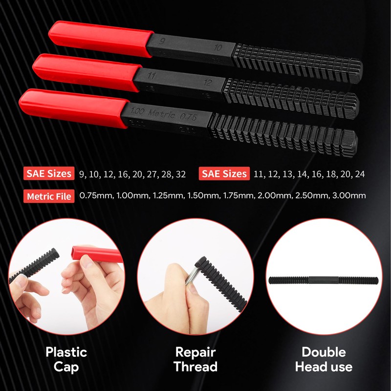 SZSYD 3Pcs Thread File Set, Thread Restorer File Set, Thread