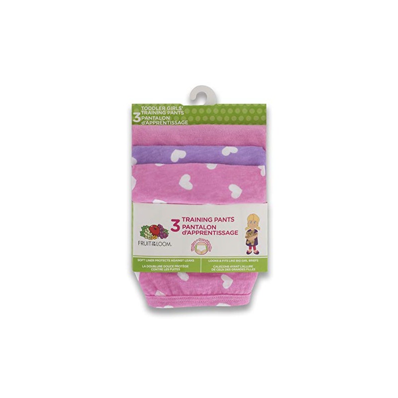 Fruit of the Loom girls Toddler 3-Pack Training Pants, 3