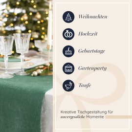 100%Mosel Non-Woven Table Runner, in Rainforest Green (30 cm x 25 m), Decorative Table Runner, Elegant Table Decoration for Weddings and Christmas, Colourful Decoration for Special Occasions