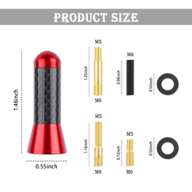 Carbon Fiber Car Antenna Includes 2 Pad & 4 Screws,Short Antennas for Decoration Compatible with Ford Infiniti Scion Toyota,Automotive Exterior Accessories Replacement (Red)