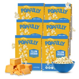POPFULLY Fully Pops Yellow Cheddar Popcorn, 2.75oz Sharing Bags, 18-Pack, Classic Cheese Flavor, Bulk Micro Popcorn Bags