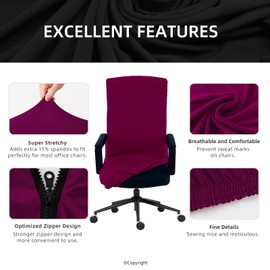 DIVA EN CAMINO DEC Office Chair Cover with Durable Zipper - Stretchable Universal Computer Chair Covering - Smooth Soft Polyester Slipcovers for Desk Chair, Rotating Boss Chair