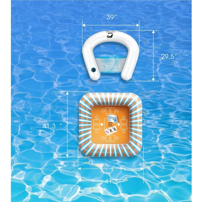 Cipton Floating Card Table Set with Table, & 4 inflables