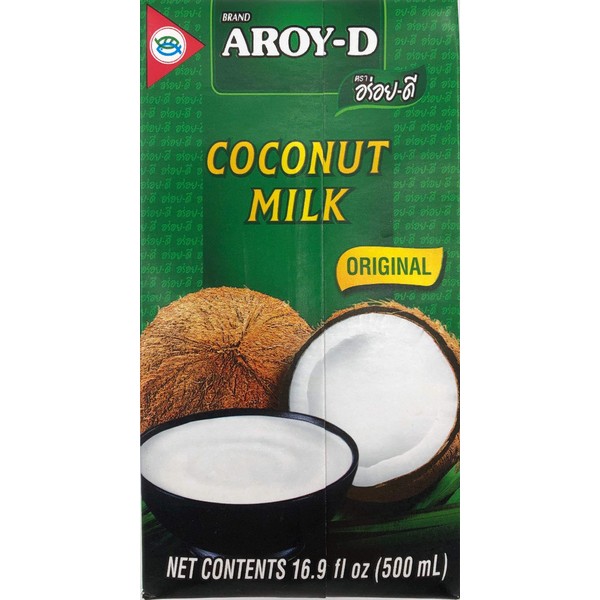 Aroy-D 100% Coconut Milk 16.9 Fluid Ounce (500ml), Pack of 12