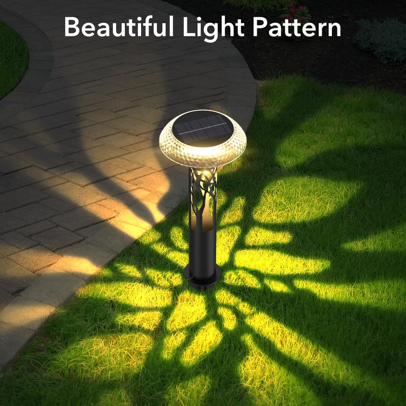 Eyrosa Large Solar Pathway Lights 6 Pack, 8 Modes Solar