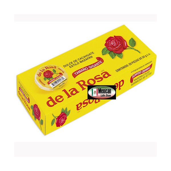 Mazapan De La Rosa Jumbo size Peanut's Confection 20-pcs box Net Wt 2-lb 4-oz