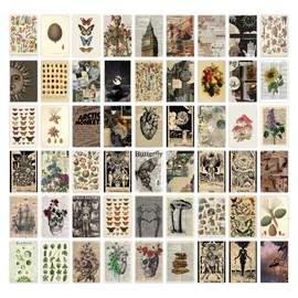 CodersParadise 54PCS Vintage Wall Collage Kit - Botanical & Tarot Aesthetic 4x6 Prints for Cottagecore Room Decor, Cute Dorm Photo Collage, and Teen Bedroom Aesthetic - Glue dots included