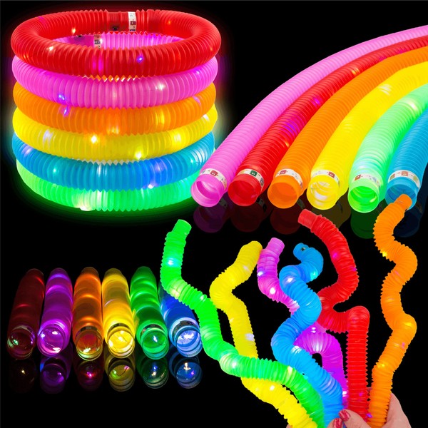 Toysery 24 Piece Light up Tubes for Kids. Glow in