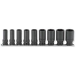 Koken RS13301X/9 3/8 (9.5 mm) SQ. Impact Hex Semi-Deep Socket (Thin) Rail Set, 9 Pieces
