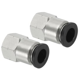 PATIKIL Female Straight Tubing Push to Connect Fittings, 2 Pack Female Straight 3/8 Inch Tube OD x 1/8 Inch NPT Thread Push to Connect Fittings for Air Water