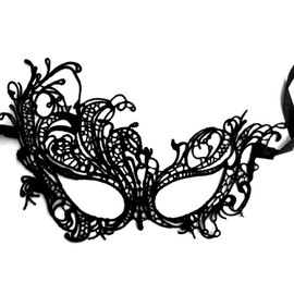 Lotsdonxia Elegant Black Lace Masquerade Mask Stylish Mystery and Glamour Design for Carnivals, Proms, and Parties Outfit (Phoenix)