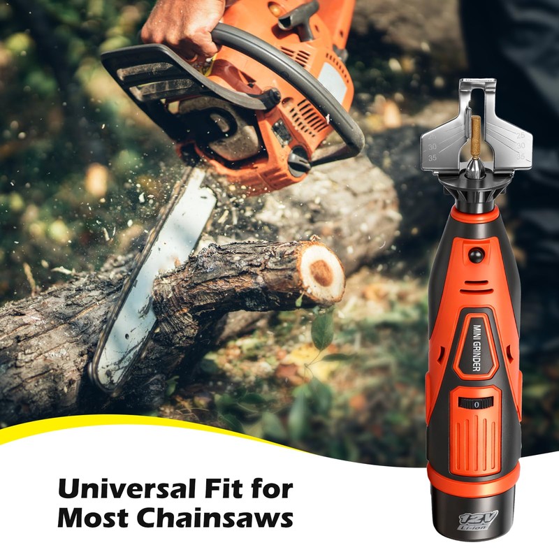 WIOR Cordless Chainsaw Sharpener Kit with Titanium-Coated Diamond Bits -