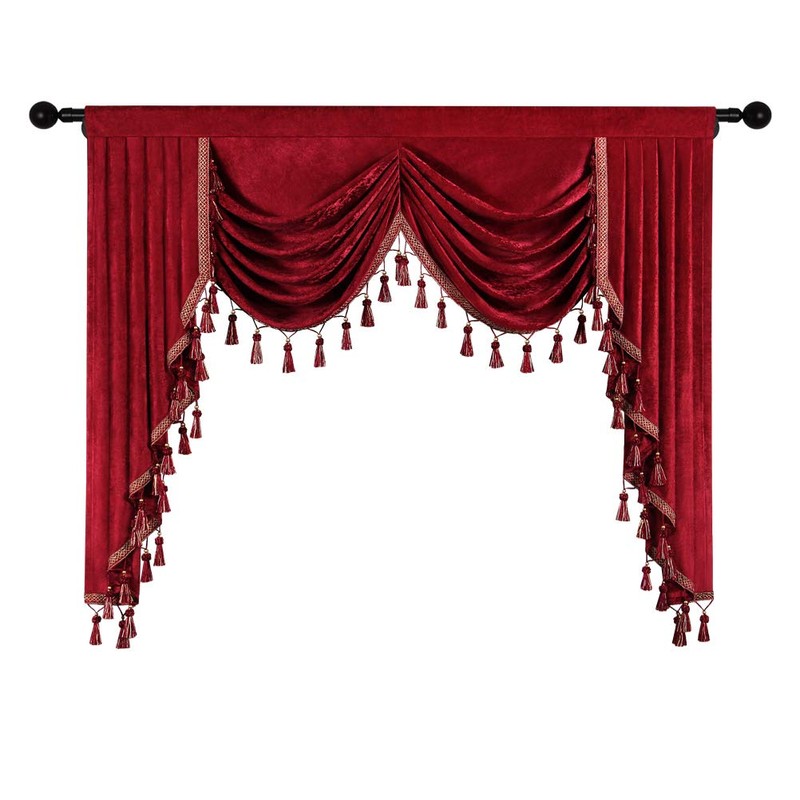 ELKCA Burgundy Red Valance for Festival Holiday Thick Chenille Window