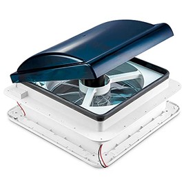 Hike Crew 14” RV Roof Vent Fan with LED Light | 12V Motorhome Fan w/ 3 Speed Intake & Exhaust | Manual Open/Close & Smoke Lid | Includes Screws & Garnish