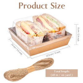 ZORRITA 100 Pack Charcuterie Boxes with Clear Lids, Disposable Paper Sandwich Boxes To Go Charcuterie Containers for Bakery Desserts, Strawberries, Cake Slice and Cookies (Brown)