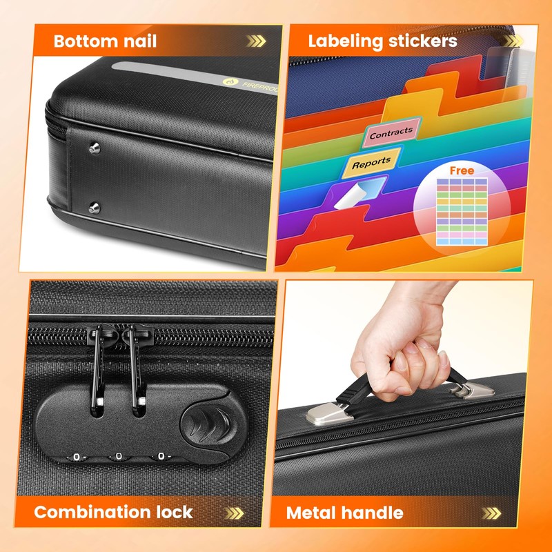 DEEGO Fireproof Document Box Hard Case, Waterproof Fire Proof Safe