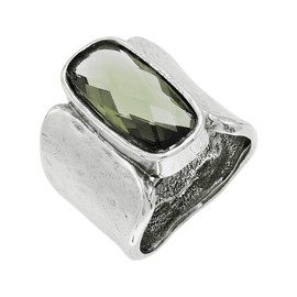 Silpada 'Zircon Token' Olive Green Cubic Zirconia Ring in Sterling Silver, 3/4, Zirconia,Silver, Cubic Zirconia