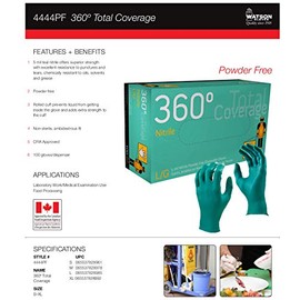 Watson 4444PF 360 Total Coverage Gloves Large – 5 mil Teal - 100 Pieces