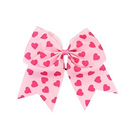 Valentines Bow Ponytail Holder Tie Cheerleader Girls Cheer Hair Bow Tie JHV06 (Pink Bow)