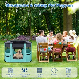 Portable Pet Playpen - Foldable Dog Playpen Indoor - Dog Kennel Indoor Cat Tent Puppy Playpen for Indoors, Water-Resistant+Uv Shade Cover, Pet Playpen with Free Carring Bag (Medium)
