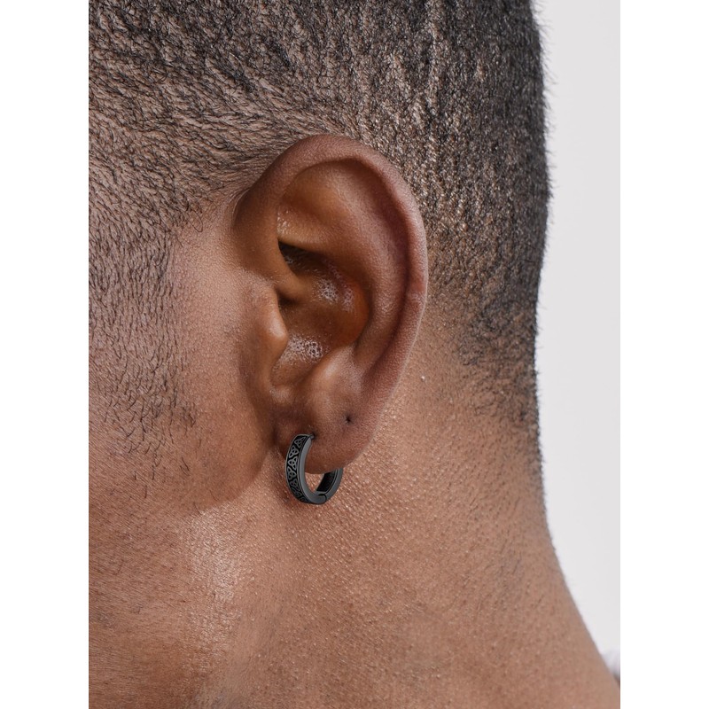 ChicSilver Black Hoop Earrings for Men Celtic Knot Irish Black