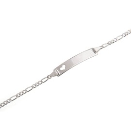 Baby and children ID bracelet heart incl. Engraving (both sides) and packaging: 925 silver, length selectable 11-16 cm., Sterling Silver