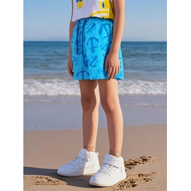NATUST Boys' Printed Swimming Shorts with Mesh Lining Beach Shorts, sky blue
