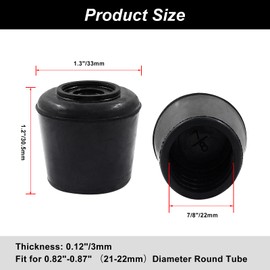 Suiwotin 16pcs 7/8 Inch Round Chair Leg Tips Caps, Non-Slip Rubber Chair Leg Floor Protectors, Black Furniture Leg Caps Fit for 0.82"-0.87" (21-22mm) Diameter Round Feet