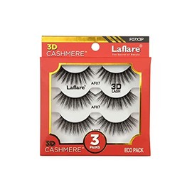 Laflare 3D Cashmere False Eyelashes 3 pcs Multipack, Ultra Soft, Glam, Wispy, Fresh, Luxurious, Cruelty-Free, Reusable, 100% Cashmere Texture, Fake Eyelashes 3 Pairs Eco Pack (F07X3P)
