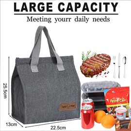 Lunch Bags for Women Men, Reusable Insulated Leakproof Lunch Box Tote Bag, Cool Bags for Kids Girls Boys Adults, Thermal Cooler Bag for Work School Picnic Travel(Grey)