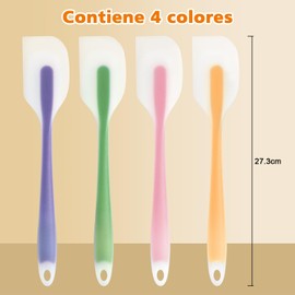 YINGDIHUT Espátula de Silicona para Cocina, 4 Colores - Miserables Espatula Silicon de Alimentos Calor Hasta Cuchara de Silicona Duradera y Reutilizable para Batir Crema, Hacer Pasteles (28CM)