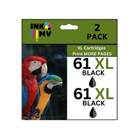 INK MV 61XL Black Twin Pack Printer Cartridges for HP (2 Pack)