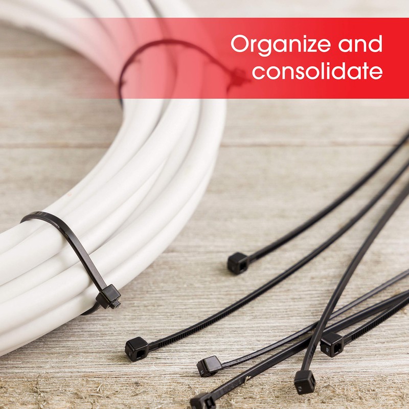 Power Gear 8-Inch Zip Ties, 100 Pack, Durable Nylon, Self-Locking,