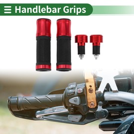 A ABSOPRO 7/8" 22mm 15/16" 24mm Motorcycle Hand Grips Cover Kit Aluminum Alloy Handlebar Grips Red 1 Set Diamond Pattern