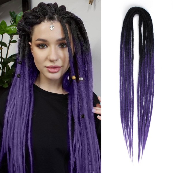 Lounoke 24 In Double Ended Dreadlock Extensions, Ombre Purple 10