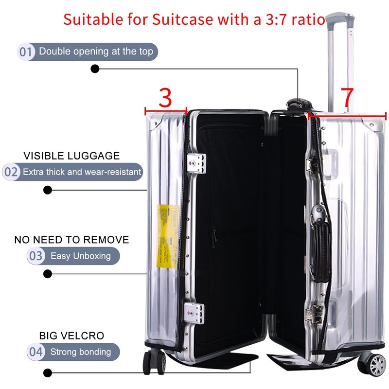 Veki Clear Protective PVC Suitcase Cover with Zip, Waterproof Dustproof