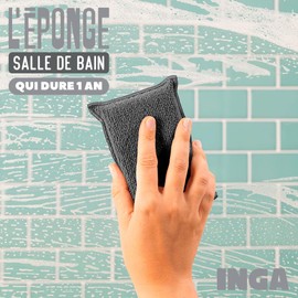 INGA - 2 reusable washable sponges - Special surfaces, double absorbency - 2 sides for suction and cleaning - Made in Europe - Washable sponge that lasts 1 year