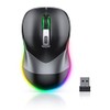 Wireless Mouse, Jiggler Mouse for Laptop - LED Mouse Rechargeable Computer Mice Mouse Mover Undetectable Random Movement with On/Off Button Keeps Computer Awake - Black&Grey
