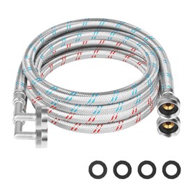 KEOKLE Washing Machine Hoses,5ft 90 Degree Elbow Washer Hoses,2pack 3/4" Stainless Steel Braided Water Supply LinesUniversal Fit to Hot and Cold Connector