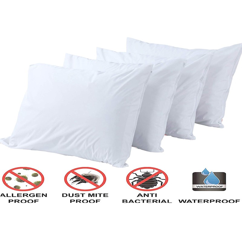 Pillow Protector Pair Waterproof Antiallergy Full Enclosure with Zip Protector
