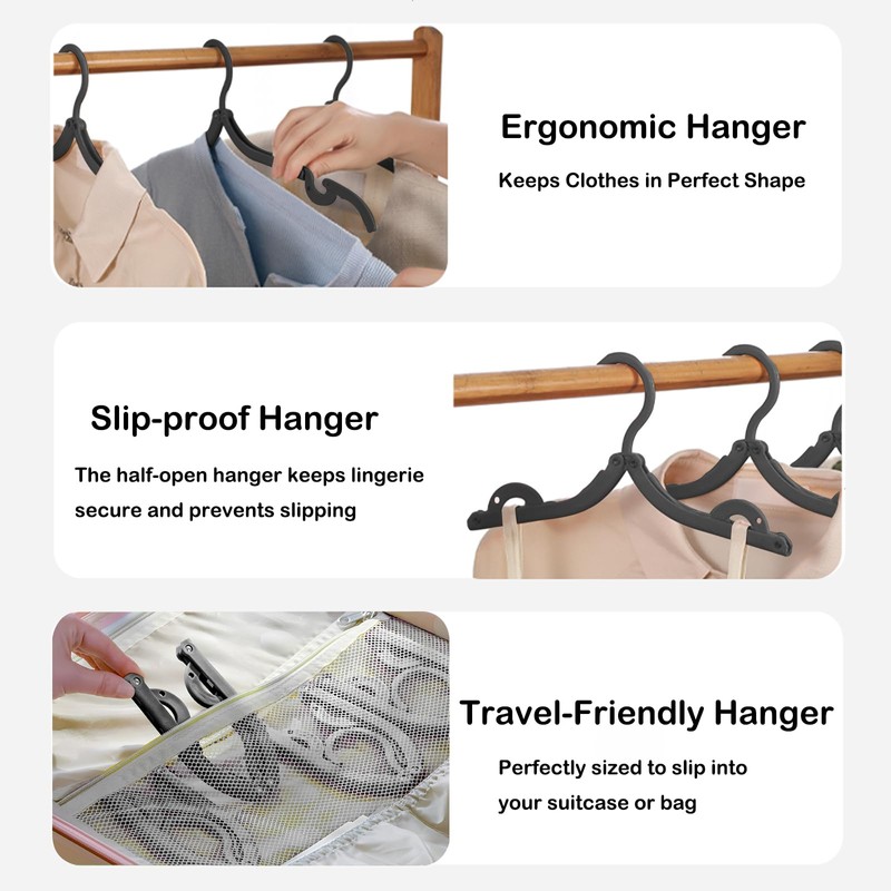 KaKuLan 12 PCS Travel Hangers Portable Foldable Clothes Drying Rack
