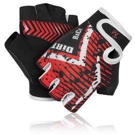 Cycling Gloves for Kids Half Finger Gloves Bicycle Outdoor,Toddler Boys Girls for Riding Biking Sports Gloves are Non-Slip, Colors in Blue Pink Green Red Yellow, Youth Age 2-10 (Year 9-10, Red)