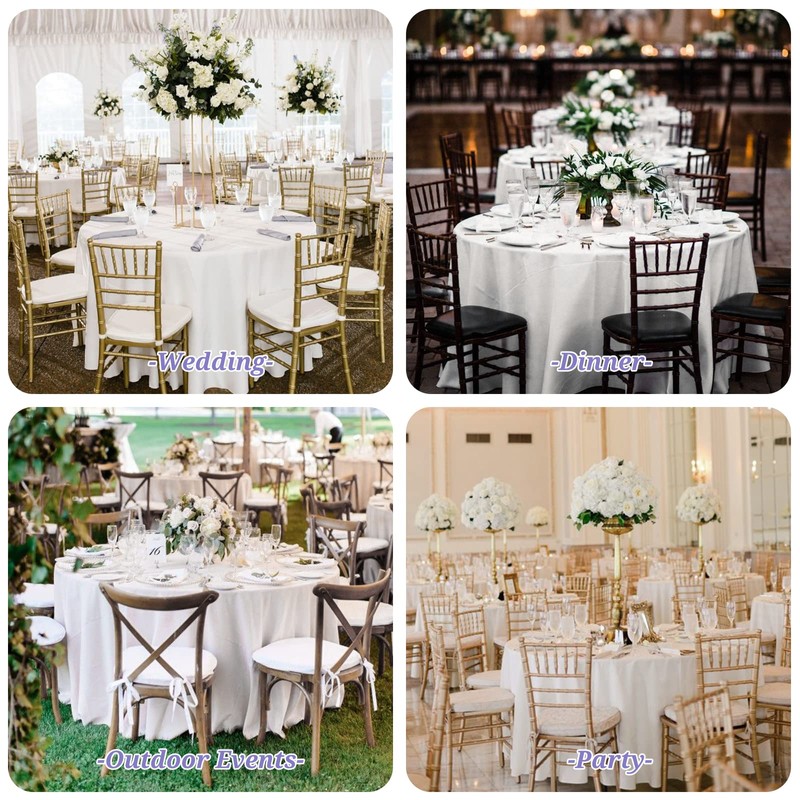 Showgeous Tablecloth White Round Tablecloth 228 cm Polyester Fabric Tablecloth