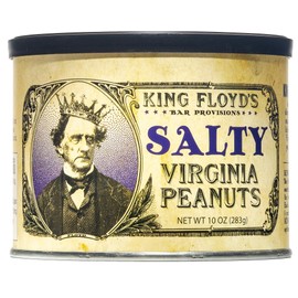 King Floyd's Salty Virginia Peanuts: 10 oz, Salted Flavored Peanuts, An Absolute Classic, Resealable Lid, Snack at your own risk, Once you start its difficult not to finish the whole tin.