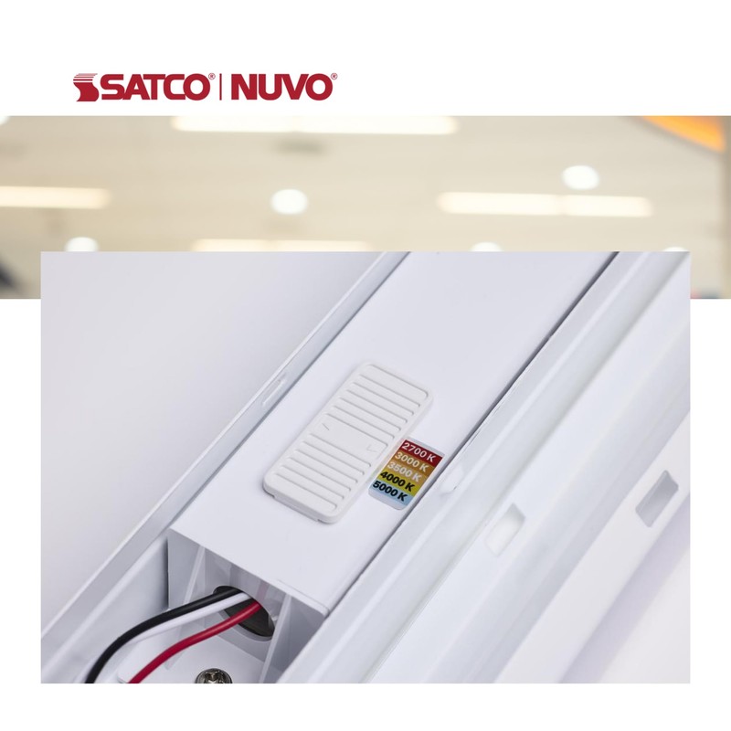 Satco 65-1221 4FT 19W LED Strip Light, CCT Selectable 2700K-5000K,