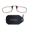 ThinOptics Keychain Readers Rectangular Reading Glasses, Black Case/Brown Frames, 44