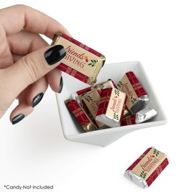 Big Dot of Happiness Friends Thanksgiving Feast - Mini Candy Bar Wrapper Stickers - Friendsgiving Small Favors - 40 Count